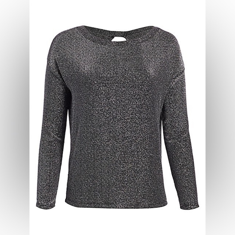 NWT ✨ PAIGE Celeste Keyhole Metallic Silver dot Long Sleeve Blouse Size Medium!